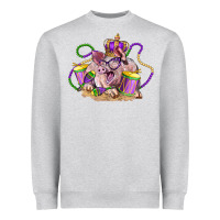 Heather Grey Mardi Gras pig Heavyweight Sweatshirt - LillyAllenDesigns