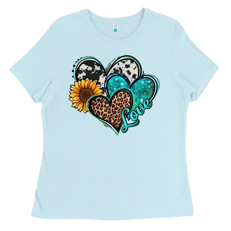 Turquoise Sunflower Hearts Ladies Tee by Jasminsmagicworld | Teevron