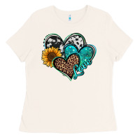 Bone turquoise sunflower hearts Ladies Tee - Jasminsmagicworld