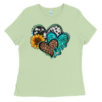 Matcha turquoise sunflower hearts Ladies Tee - Jasminsmagicworld