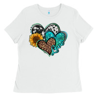 White turquoise sunflower hearts Ladies Tee - Jasminsmagicworld