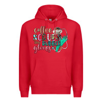 Red coffee scrubs and rubber gloves Premium Hoodie - CowGirlArtShop