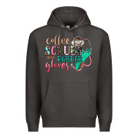 Smoke coffee scrubs and rubber gloves Premium Hoodie - CowGirlArtShop
