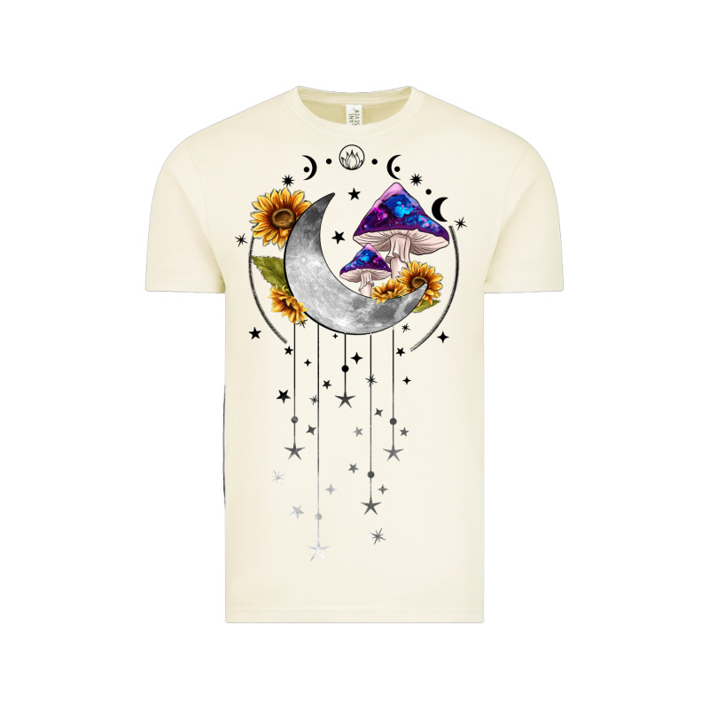 Moon And Mushrooms With Sunflower Vintage Tee by MaliasSmallBusiness | Teevron