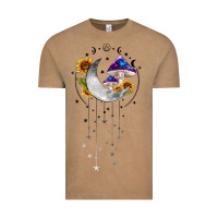 Vintage Coffee moon and mushrooms with sunflower Vintage Tee - MaliasSmallBusiness