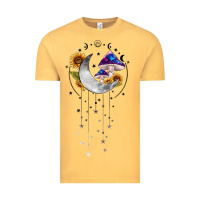 Vintage Mustard moon and mushrooms with sunflower Vintage Tee - MaliasSmallBusiness