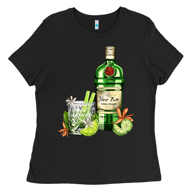 Gin Tonic Bottle And Cocktail Ladies Tee by AdoDesignShop | Teevron