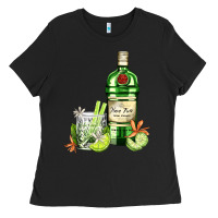 Black gin tonic bottle and cocktail Ladies Tee - AdoDesignShop