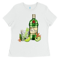 White gin tonic bottle and cocktail Ladies Tee - AdoDesignShop