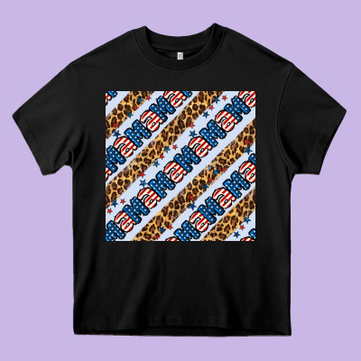American Mama Leopard Seamless Pattern Heavy Core Tee Designed By Bundleandbundleshop