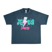 Midnight Navy jesus saves Urban Heavy Tee - JahusDesignShop