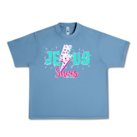 Pebble Blue jesus saves Urban Heavy Tee - JahusDesignShop