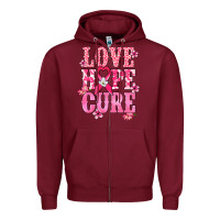 Burgundy Love Hope Cure Cancer Awareness Zipper Hoodie - HowdyJamesFarm