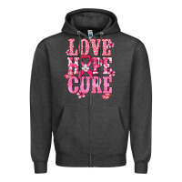 Charcoal Heather Love Hope Cure Cancer Awareness Zipper Hoodie - HowdyJamesFarm