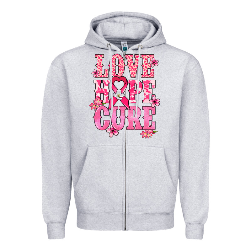 Love Hope Cure Cancer Awareness Zipper Hoodie by HowdyJamesFarm | Teevron