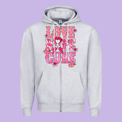 Love Hope Cure Cancer Awareness Zipper Hoodie Designed By Howdyjamesfarm