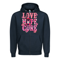 Navy Love Hope Cure Cancer Awareness Zipper Hoodie - HowdyJamesFarm