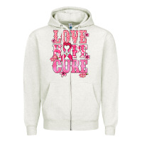 Oatmeal Heather Love Hope Cure Cancer Awareness Zipper Hoodie - HowdyJamesFarm