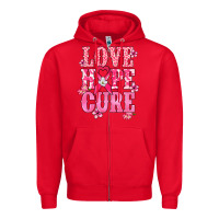 Red Love Hope Cure Cancer Awareness Zipper Hoodie - HowdyJamesFarm