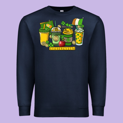 St. Patrick's Day Teacher Coffee Cups Premium Sweatshirt Designed By Howdyjamesfarm