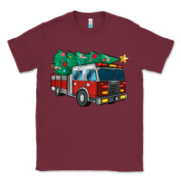 Burgundy christmas fire truck Classic Tee - MaliasSmallBusiness