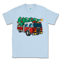 Dusty Blue christmas fire truck Classic Tee - MaliasSmallBusiness