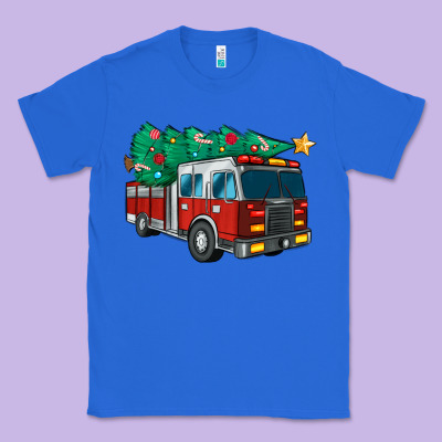 Christmas Fire Truck Classic Tee Designed By Maliassmallbusiness