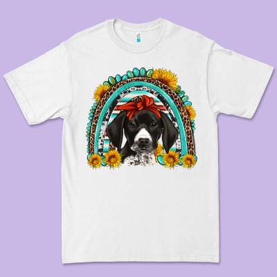 German Shorthaired Pointer Western Rainbow Premium Tee Designed By Artiststas