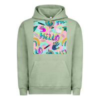 Pigment Oil Green hello kindergarten seamless pattern Urban Hoodie - BundleAndBundleShop