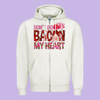 Don't Go Bacon My Heart Valentine's Day Zipper Hoodie Designed By Howdyjamesfarm
