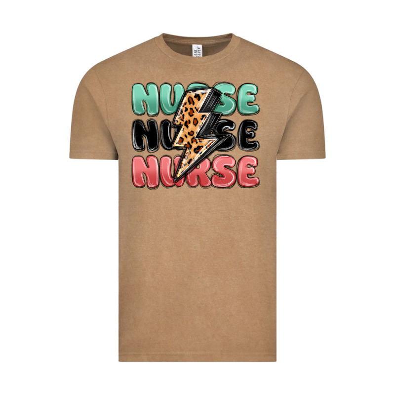 Nurse Leopard Lightning Bolt Vintage Tee by MaliasSmallBusiness | Teevron