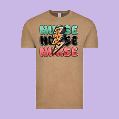 Nurse Leopard Lightning Bolt Vintage Tee Designed By Maliassmallbusiness