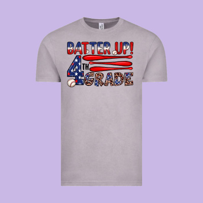 Batter Up 4th Grade Vintage Tee Designed By Jahusdesignshop