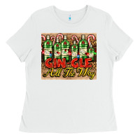 White GIN GLE Christmas gin bottles Ladies Tee - AdoDesignShop