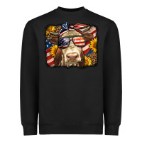Black Western 4th Of July Cow Background Heavyweight Sweatshirt - LillyAllenDesigns