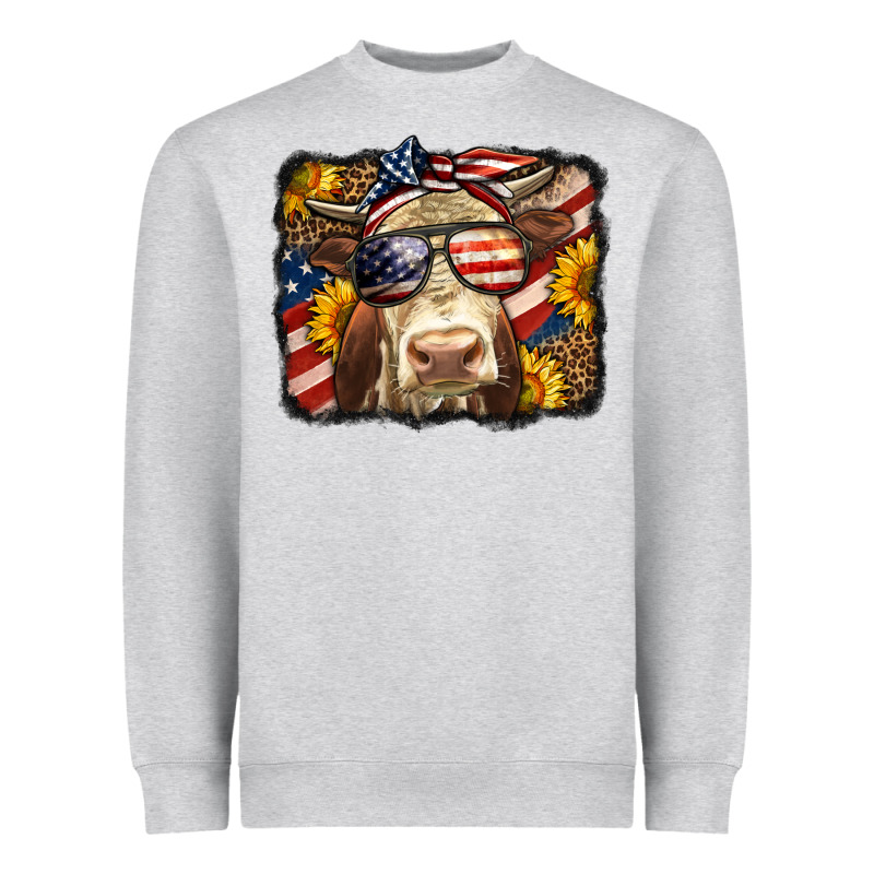 Western 4th Of July Cow Background Heavyweight Sweatshirt by LillyAllenDesigns | Teevron