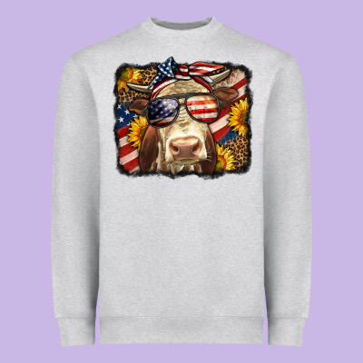 Western 4th Of July Cow Background Heavyweight Sweatshirt Designed By Lillyallendesigns