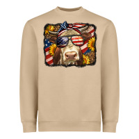 Mushroom Western 4th Of July Cow Background Heavyweight Sweatshirt - LillyAllenDesigns