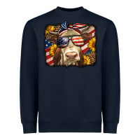 Navy Western 4th Of July Cow Background Heavyweight Sweatshirt - LillyAllenDesigns