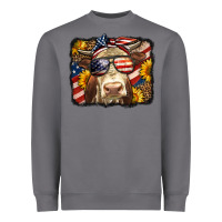Storm Western 4th Of July Cow Background Heavyweight Sweatshirt - LillyAllenDesigns