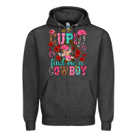 Charcoal Heather Cupid find me a cowboy Valentine's Day Zipper Hoodie - HowdyJamesFarm