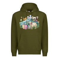 Army Green Easter truck farm animals Easter Day Premium Hoodie - HowdyJamesFarm