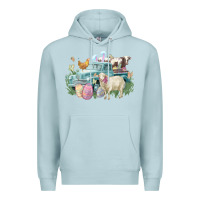 Blue Mist Easter truck farm animals Easter Day Premium Hoodie - HowdyJamesFarm