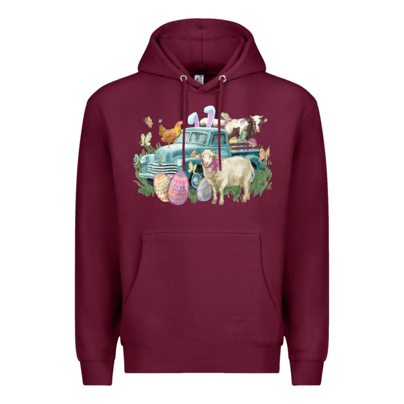 Easter Truck Farm Animals Easter Day Premium Hoodie by HowdyJamesFarm | Teevron