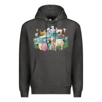Charcoal Heather Easter truck farm animals Easter Day Premium Hoodie - HowdyJamesFarm