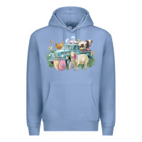 Colony Blue Easter truck farm animals Easter Day Premium Hoodie - HowdyJamesFarm