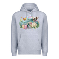 Heather Grey Easter truck farm animals Easter Day Premium Hoodie - HowdyJamesFarm
