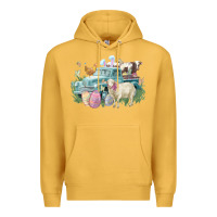 Mustard Easter truck farm animals Easter Day Premium Hoodie - HowdyJamesFarm