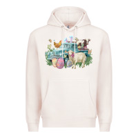 Pale Pink Easter truck farm animals Easter Day Premium Hoodie - HowdyJamesFarm
