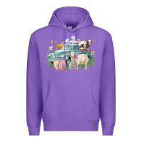 Purple Easter truck farm animals Easter Day Premium Hoodie - HowdyJamesFarm